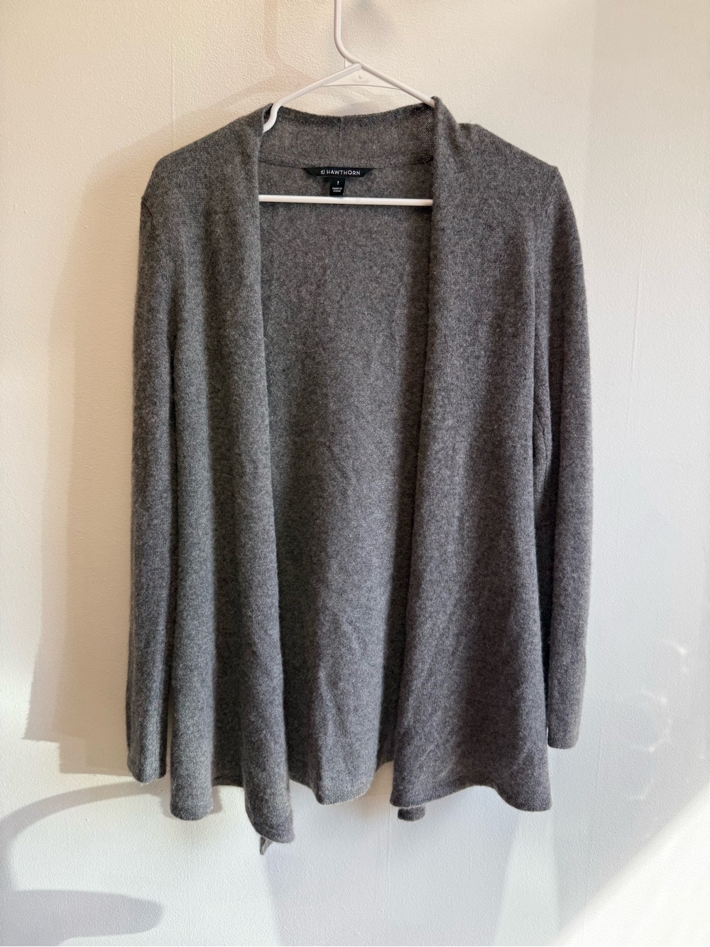 41 Hawthorne Gray 100% Cashmere Open Front Sweater Cardigan Small